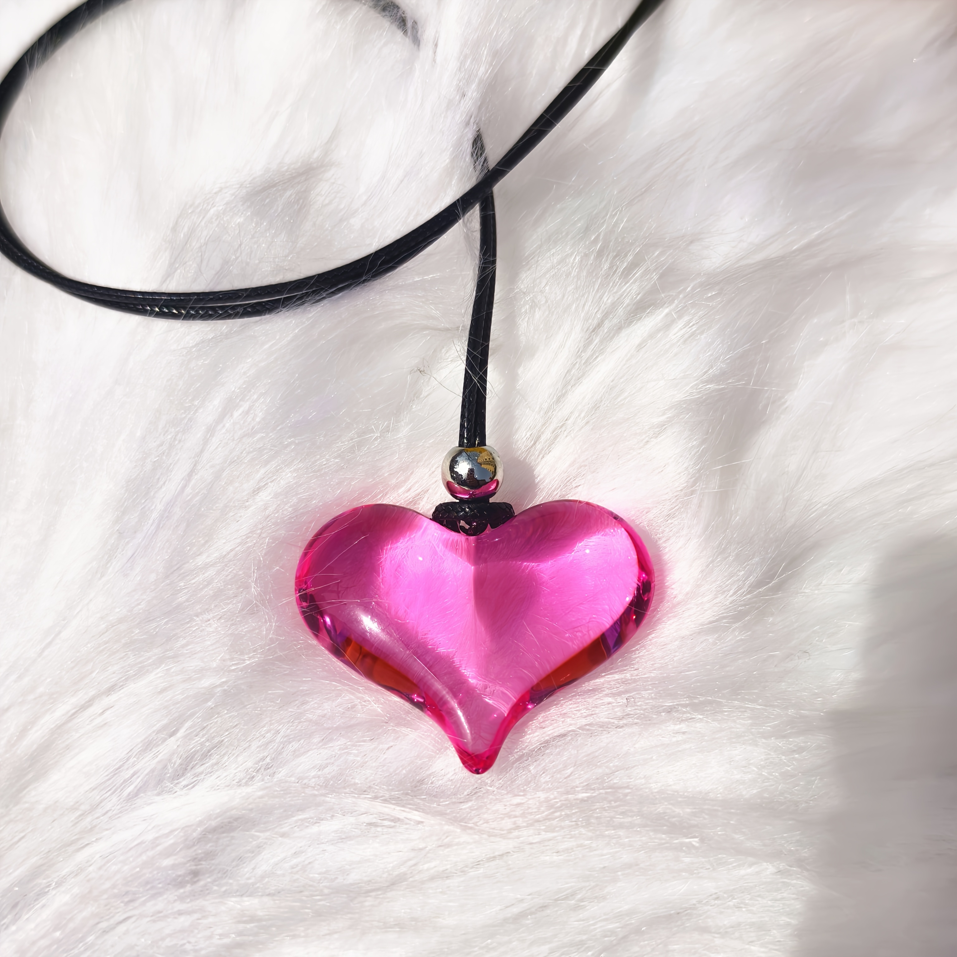 Acrylic Heart Pendant Necklace with Colorful Charms